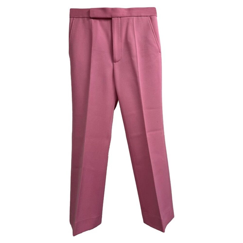 Celine Straight Leg Trousers in Pink Wool